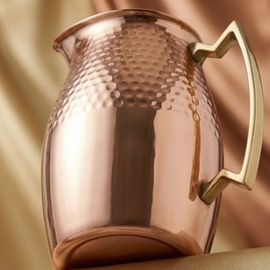 Pichet en cuivre double texture de qualité supérieure, sans produits chimiques, certifié qualité alimentaire, pot en cuivre pur à motifs fins - Product Image 1