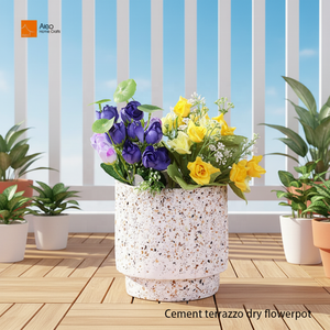 Offre Spéciale – <span class=keywords><strong>Pot</strong></span> de Fleurs ALEO de Luxe Moderne Classique <span class=keywords><strong>en</strong></span> Terrazzo Blanc, Capacité 1L, pour Décoration Extérieure, Jardin, Maison, Bureau, <span class=keywords><strong>Plantes</strong></span> Succulentes - Product Image 1