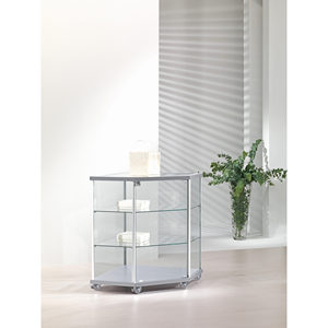 Aluminium Corner Showcase 73x73x92cm Light <b>Grey</b> Tempered Glass Adjustable Shelves Display Cabinet - Product Image 1