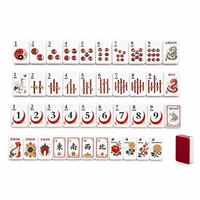 Tuiles de Mahjong chinoises traditionnelles américaines en acrylique rouge et blanc, motif Dragon Phénix Bagua, ensemble de jeu de Mahjong oriental personnalisé