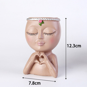 Maceta con Forma de Cara Humana, Diseño de Chica de Dibujos Animados, <span class=keywords><strong>para</strong></span> Suculentas, Decoración <span class=keywords><strong>para</strong></span> Jardín, Patio, Interiores y <span class=keywords><strong>Exteriores</strong></span> - Product Image 4