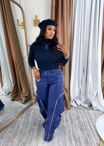 <span class=keywords><strong>Pantaloni</strong></span> in <span class=keywords><strong>Pelle</strong></span> Elasticizzati a Vita Alta dal Design alla Moda, <span class=keywords><strong>Pantaloni</strong></span> Cargo da Donna, <span class=keywords><strong>Pantaloni</strong></span> a Gamba Larga - Product Image 2