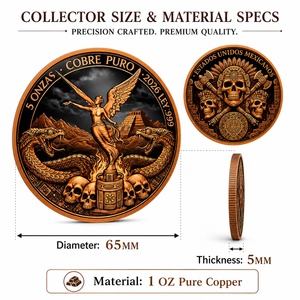 Moneda de desafío de cobre puro .999 de 5 oz, medalla con tótem de serpiente y estatua de ala de la herencia mexicana en relieve 3D para regalo de colección histórica - Product Image 3