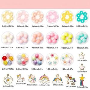 Gökkuşağı ünikorn DIY takı yapma kiti el yapımı aksesuarları ile kızın bilezik oluşturma için dağınık boncuklar Set - Product Image 3