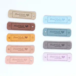 Charmkey Handmade Leather Labels Tags Handmade pattern sign For Clothes Diy Hats Bags Sewing Tags Garment Accessories