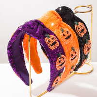Serre-tête large en sequins et perles de riz, effet tête de citrouille, accessoire capillaire glamour et accrocheur, idéal pour Halloween