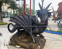 Statue de dragon noir réaliste Statue de dragon animatronique réaliste Fournisseur de la Chine