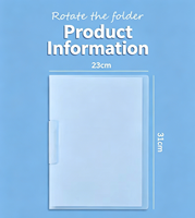 Porte-documents A4 rotatif personnalisable en PP à ouverture latérale, transparent, avec presse-papiers pour examens - Vente en gros