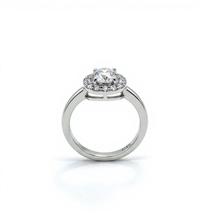 18K 14K Gold Plated Round Halo Diamond <b>Ring</b> <b>Adjustable</b> Open Band Round Diamond Solitaire Engagement <b>Ring</b> Women Fine Jewelry - Product Image 2