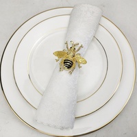Lot de 100 Anneaux de Serviette Abeille en Alliage de Zinc Écologique, Design Adorable, Haute Qualité pour Fêtes