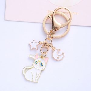 Wholesale Cute Cat Keychain for Women - Alloy Five-Pointed <b>Star</b> & Moon Charm, Fashion Bag Hanger Decor, Bulk Kawaii Gift - Product Image 3