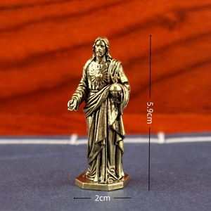 Sculpture religieuse élégante en laiton, statue sacrée en métal avec placage électrolytique pour collection d'art et décoration intérieure - Product Image 2