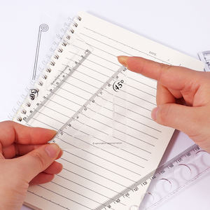 Foska 20cm ABS translúcido plástico escala regla conjunto portátil y duradero claro matemáticas transportador redondo - Product Image 3