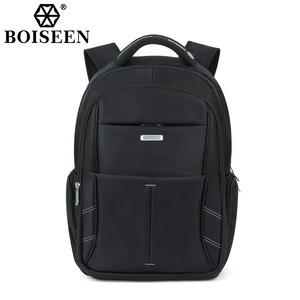 Boiseen Men's Laptop <b>Backpack</b> <b>Black</b> Waterproof Business Travel Shoulder Bag with Laptop Compartment Solid Color - Product Image 5