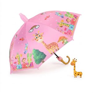 Nouvelle Arrivée Parapluie Droit pour Enfants avec Logo, Motif Girafe Zoo Multicolore 8 Baleines, Promotion en Gros - Product Image 3