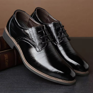 Chaussures Oxford pour hommes, style rétro, décontractées et formelles, à bout rond, en tissu brillant de première qualité, semelle épaisse, style britannique, pour l'automne - Product Image 1