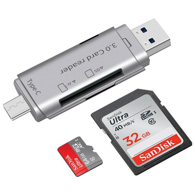 New usb3.0 type-c card reader sd tf card double-head multi-purpose two-in-one computer mobile phone card reader