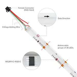可寻址RGBIC FPC照明24v 576发光二极管16像素/m 20w 62.5毫米切割三色SPI COB发光二极管条运行智能灯