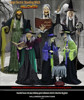Collection de Grands Accessoires d'Horreur Animés pour Halloween, Décorations Effrayantes à Induction Électrique pour Maison Hantée et Salle d'Évasion