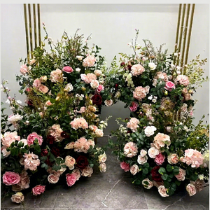 SMOOTH Wedding Flower Pink Rose Flower Row With Greenery Plants Flower Arrangement for Backdrop Floor Decoration - Product Image 1