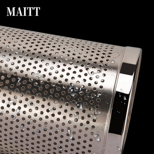 Perforated trash can, <b>mesh</b> wastepaper <b>basket</b>, stainless steel hollow sanitary bin, bathroom/sauna trash can with holes - Product Image 4