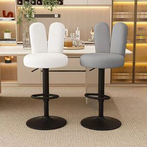Nordique moderne velours lapin oreille comptoir <span class=keywords><strong>tabouret</strong></span> hauteur réglable pivotant chaise de Bar Base robuste salon maison Bar cuisine bureau - Product Image 4