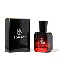 Vente en gros de flacons de parfum rectangulaires oblates en verre épais de luxe de 30 ml, 50 ml, 100 ml, rouge, bleu, brun, avec emballage en boîte