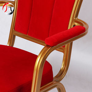 เก้าอี้จัดเลี้ยงโรงแรมอลูมิเนียมแบบโปรโมชั่น หุ้มกำมะหยี่สีแดง ขายส่ง เก้าอี้จัดเลี้ยงร้านอาหารแบบซ้อนได้ มีที่วางแขน เก้าอี้รอ - Product Image 6