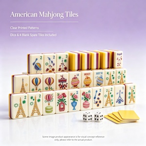 Édition de collection – Ensemble de Mahjong de luxe moderne <span class=keywords><strong>Paris</strong></span>, thème artistique français, tuiles à 3 couches, portable, qualité supérieure, pour les amateurs, unique - Product Image 1