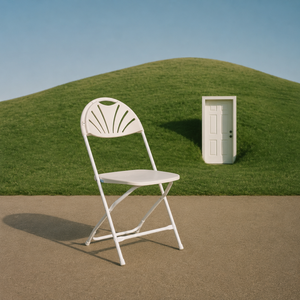 Chaise pliante d'extérieur moderne, durable, légère et empilable, avec dossier ventilé, blanche, pour usage en ferme, salle à manger, parc et cour. - Product Image 1
