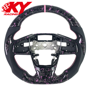 Volant sport en cuir et fibre de carbone personnalisé pour accessoires intérieurs de voiture, compatible avec Honda Civic 10ème génération, H-RV, C-RV - Product Image 1
