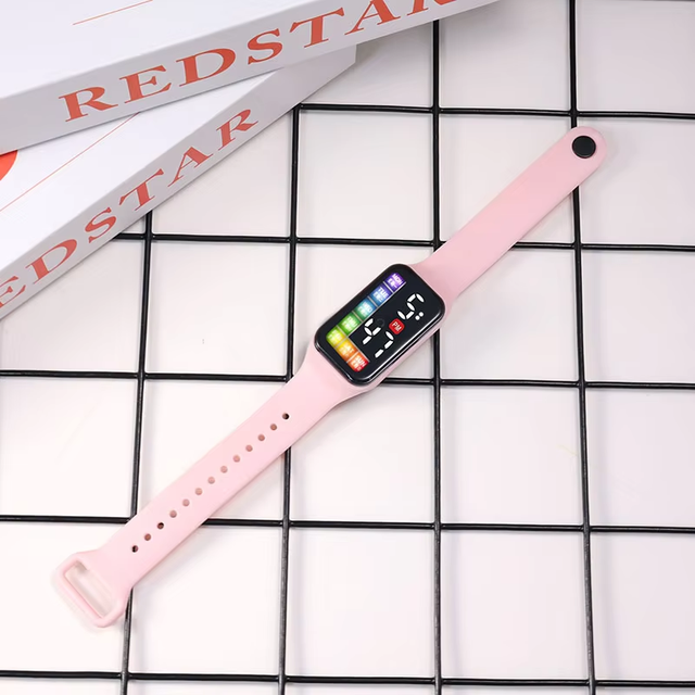 New Design Led Digital Watches Silicone Band Children Sports Week Electronic Touch Screen Wristwatch for Kids