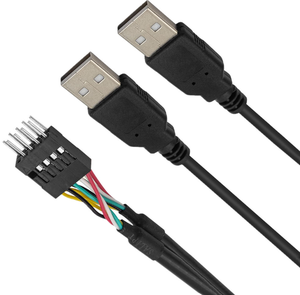Cabletolink Cavo <span class=keywords><strong>USB</strong></span> 2.0 da 50cm con Connettore Interno Dupont 2x5 Pin a 2 <span class=keywords><strong>USB</strong></span>-A Maschio per Case PC - Product Image 1