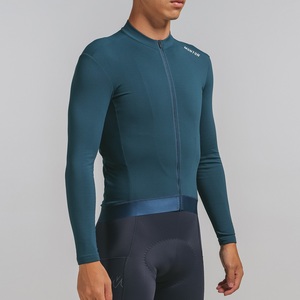 <span class=keywords><strong>Maillot</strong></span> de cyclisme thermique à manches longues d'hiver pour hommes en gros classique bleu polaire personnalisée hauts de cyclisme vêtements de vélo - Product Image 2