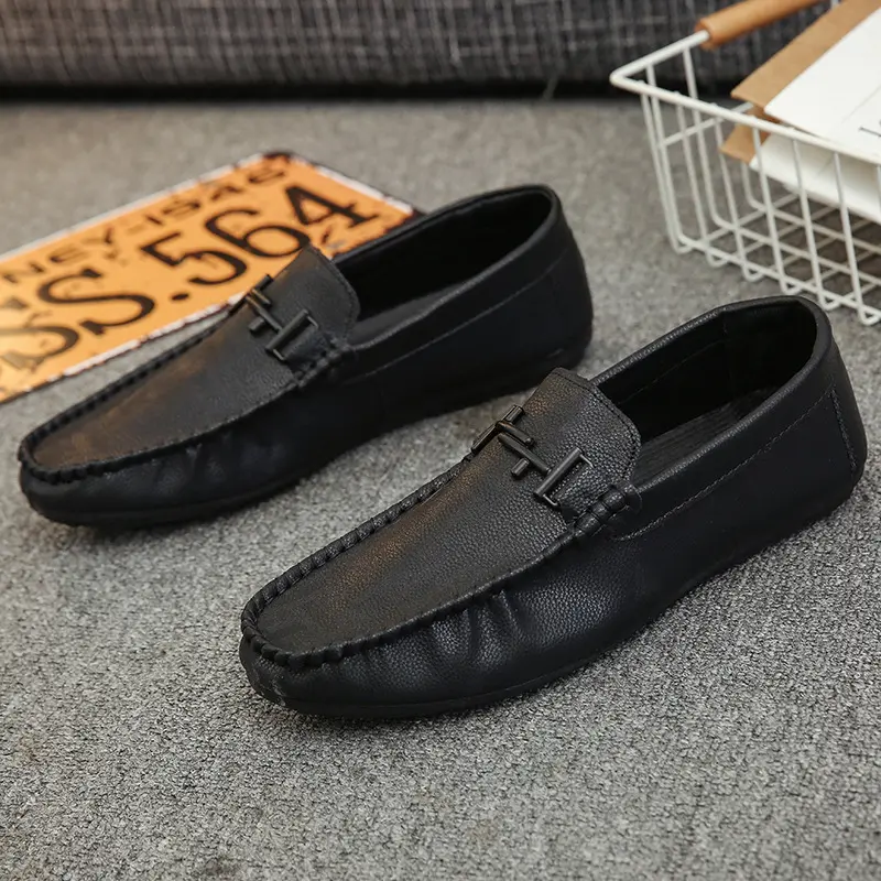 European Station Beanie Shoes Men's Lazy Leather Shoes Feet Men's Shoes Loafers Soft Bottom Breathable Driving Trendy