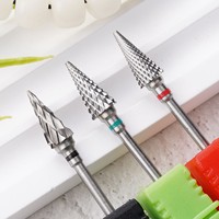 Fraise à ongles en carbure de tungstène 3/32'' en gros, forme conique, outil de manucure, dissolvant rapide de gel, logo personnalisé, couleur argent