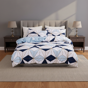 Set Copripiumino Moderno Europeo-Americano <span class=keywords><strong>a</strong></span> Righe e Quadretti Geometrici, 100% Cotone, per Tutte le Stagioni, Tre Pezzi - Product Image 2