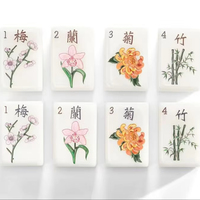 Jeu de tuiles de mahjong américaines gravées en acrylique givré personnalisé Fengcai avec tapis – Cadeau de jeu de table pour divertissement