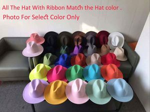 Sombreros Fedora Panamá al por Mayor, Nueva Moda, 30 Colores en Existencia, 100% Fieltro de Lana, Unisex, Ala Ancha - Product Image 5