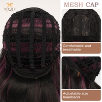 Perruque synthétique noire avec mèches violettes, ondulations lâches, fibres haute température, boucles longues et volumineuses, pour femme, usage quotidien, vacances, ajustable