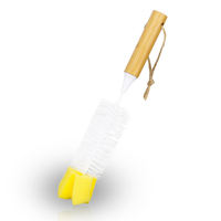 Brosse à biberon en bambou naturel avec éponge - Fibre PP durable, idéale pour les biberons et le nettoyage en profondeur des tasses
