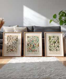 HAOWAI OEMODM Lot de 3 impressions murales, Impressions botaniques <span class=keywords><strong>Adolphe</strong></span> Millot, Art mural Champignons Fleurs Arbres, Décoration intérieure Cottagecore - Product Image 6
