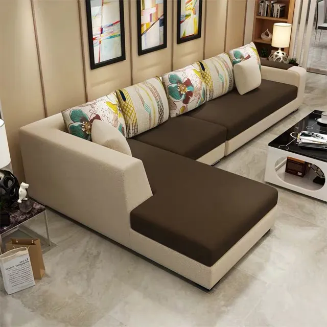 Set Pojok Eropa dengan Kursi Santai Bentuk L Sofa CEFS005 untuk Ruang Tamu