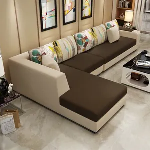 Vendita all'ingrosso sof divano-Europeo Ad Angolo Divano Set con Chaise Longue Forma di L Divano CEFS005 per Soggiorno