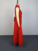 Robe longue d'été florale sans manches 2026 pour femme, élégante, col montant, coupe ajustée, fente avant, bleue, vente en gros