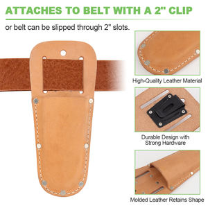 Étui <span class=keywords><strong>porte</strong></span>-outils en cuir véritable SUNSHINE pour sécateurs, coupe-fils, scie pliante – Support d'outils moulé avec clip <span class=keywords><strong>ceinture</strong></span> - Product Image 3