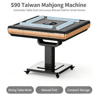 Table de Mahjong Automatique S90 de Taïwan, Table à Manger et de Jeu de Mahjong, Machine de Mahjong Pliante Manuelle de Luxe pour un Usage Domestique en Espaces Restreints