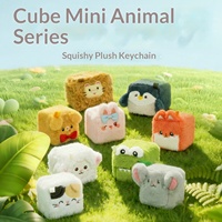 Porte-clés en peluche souple en forme de mini-animal cubique, série animaux, avec logo personnalisé, vente en gros directe d'usine, cadeau jouet en peluche carré