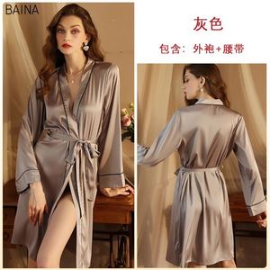 Robe de chambre en soie pour femme, sexy, avec cardigan et taille élastique, idéale pour l'hôtel ou comme tenue décontractée - Product Image 6
