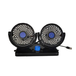 Universal <b>12V</b> <b>DC</b>/24V Truck Dashboard Fan USB/Adapter Compatible Double Head Air Cooling Turbo Car Fan - Product Image 1